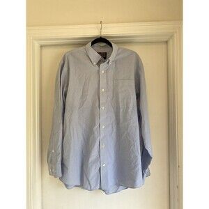 Duluth Trading Button Down Shirt Men Size L White & Blue Checkered Plaid Gingham